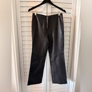 Siena Studio Women’s Straight Leg Black Real Leather Trouser Pants Size 6